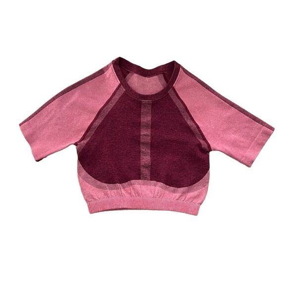 Fabletics Helena Seamless Crop Top Pink Heather Multi Short Sleeve Size Small - Picture 3 of 6